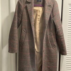 Abercrombie & Fitch Women's Houndstooth Trench Dad Coat